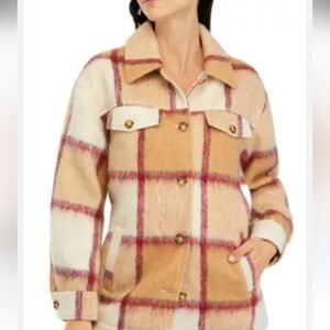 Wonderly Tan/ Red Plaid  Shacket  NWT Large